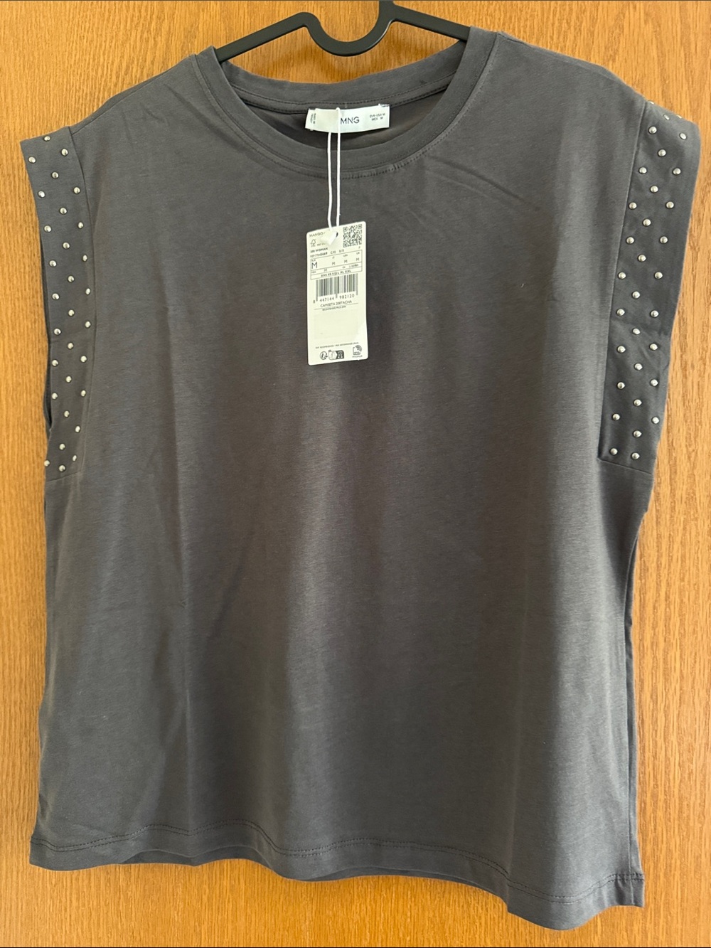 Mango Charcoal Gray Studded Sleeveless Top